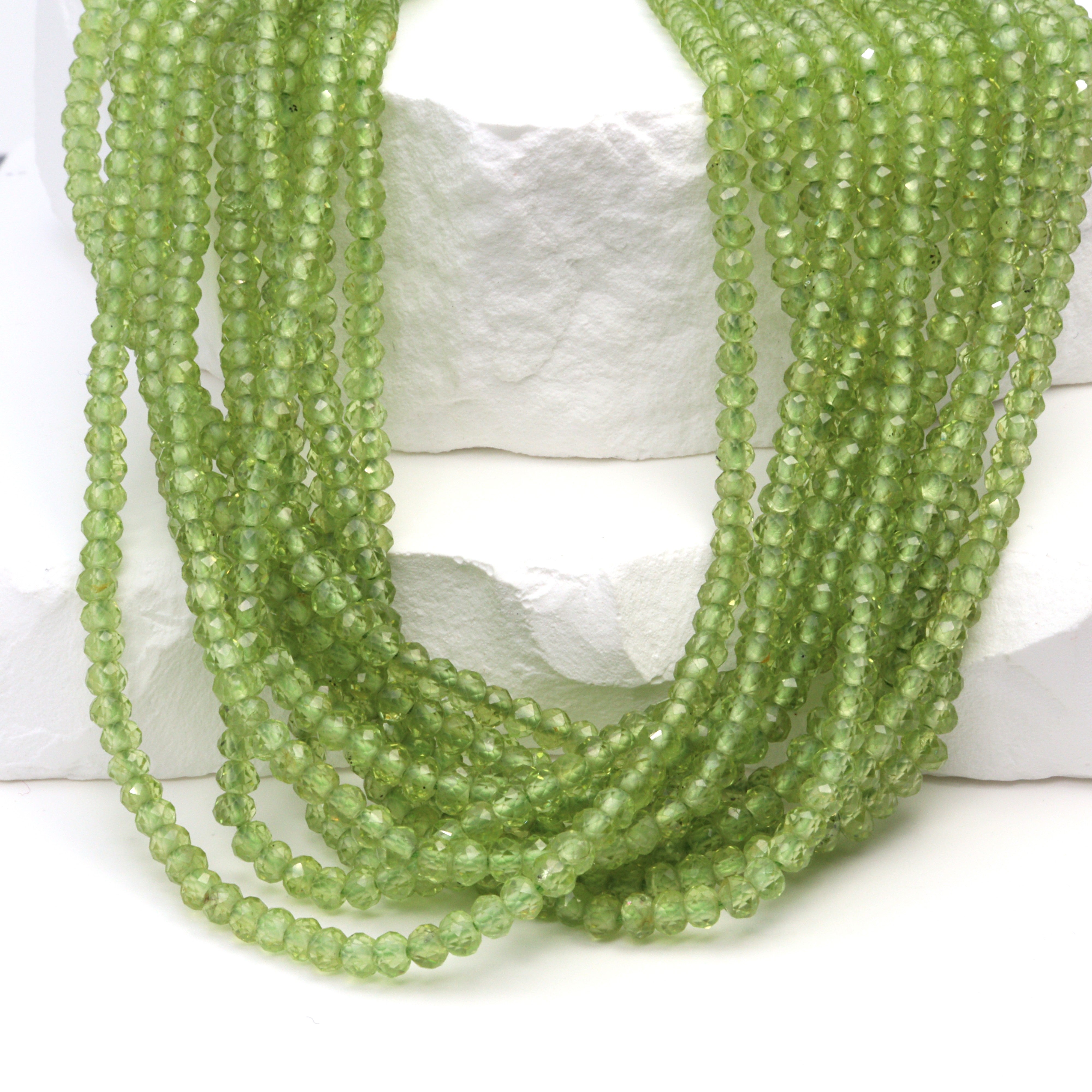 Peridot Plump Faceted Rondelle Beads - Full or on sale Half Strand - Peridot Beads - 5 to 8 mm Faceted Roundelles