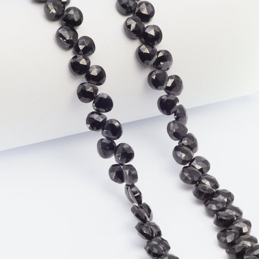 Black Spinel 5mm Faceted Heart Shaped Briolettes