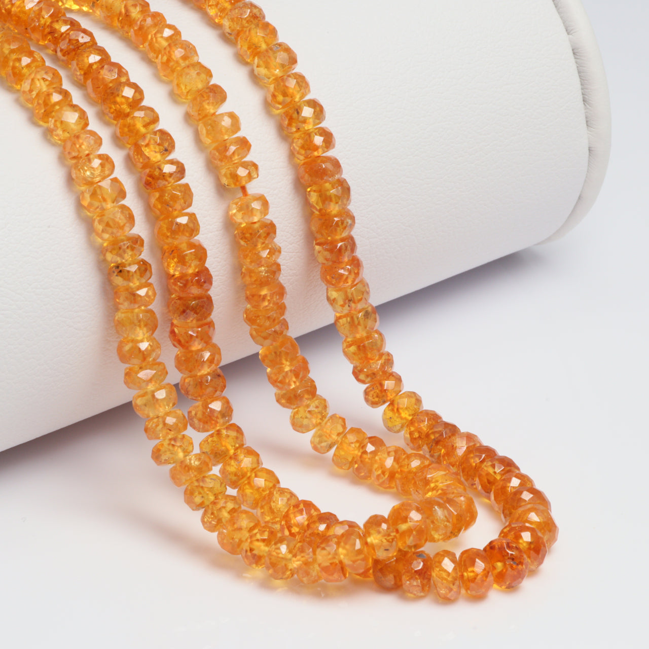 Spessartite Garnet 4mm - 5mm Hand Faceted Rondelles Bead Strand