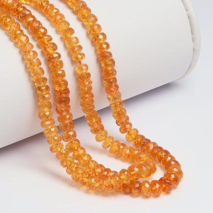 Spessartite Garnet 4mm - 5mm Hand Faceted Rondelles Bead Strand