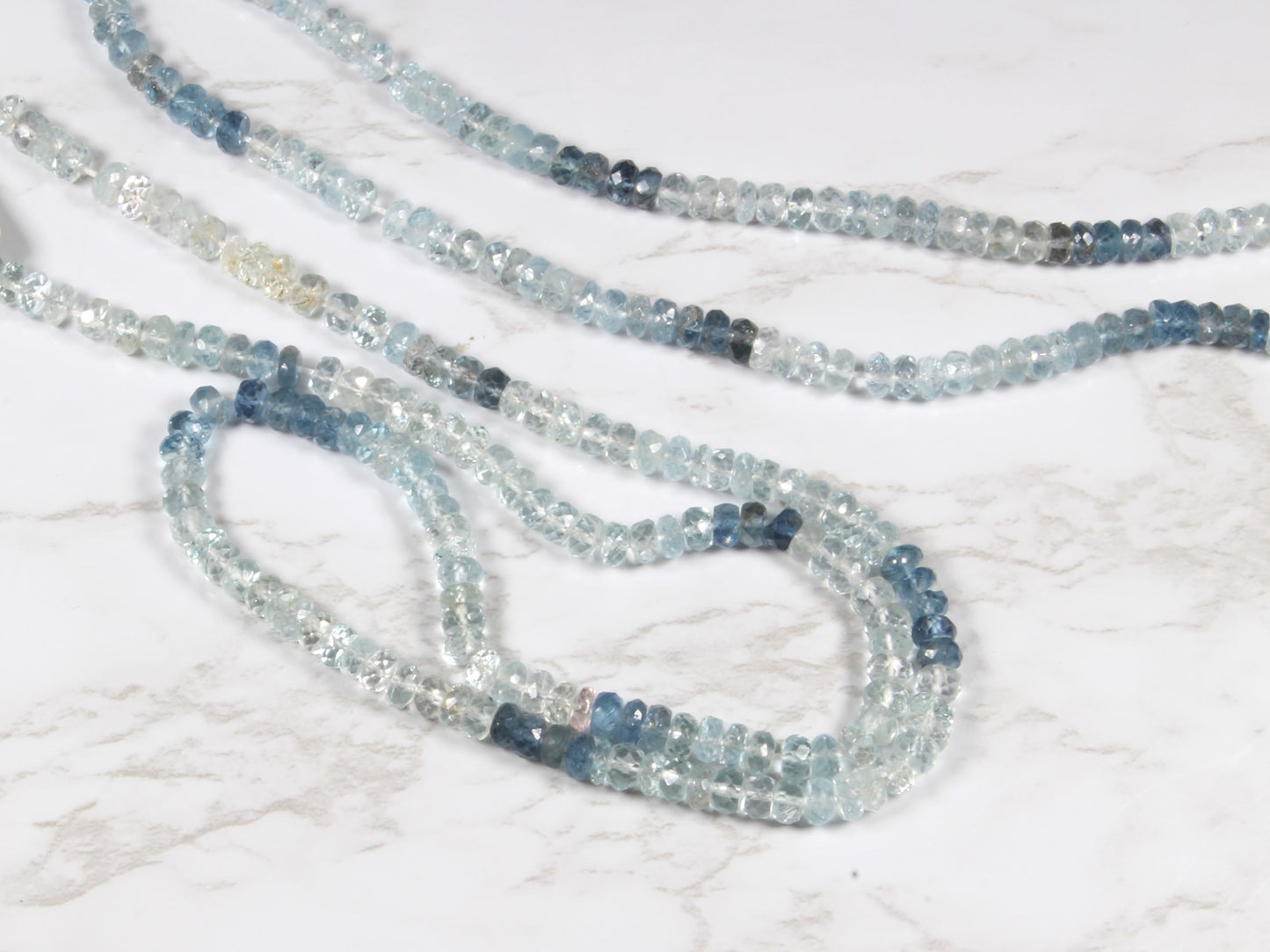 Ombre Blue Aquamarine 4.5mm Faceted Rondelles