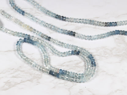 Ombre Blue Aquamarine 4.5mm Faceted Rondelles
