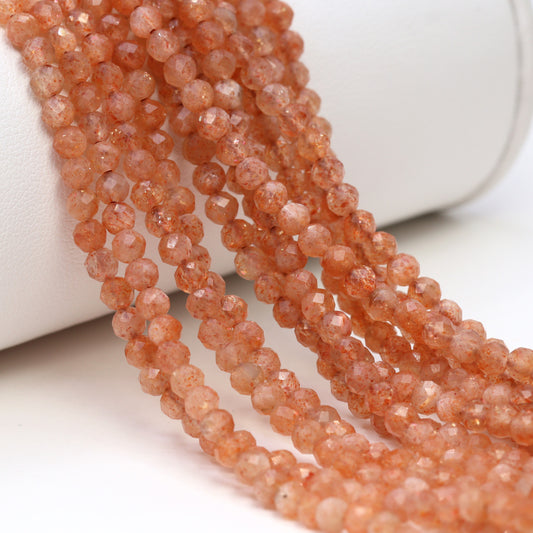 Brown Sunstone 3.5mm Faceted Rounds Faceted Rounds Bead Strand