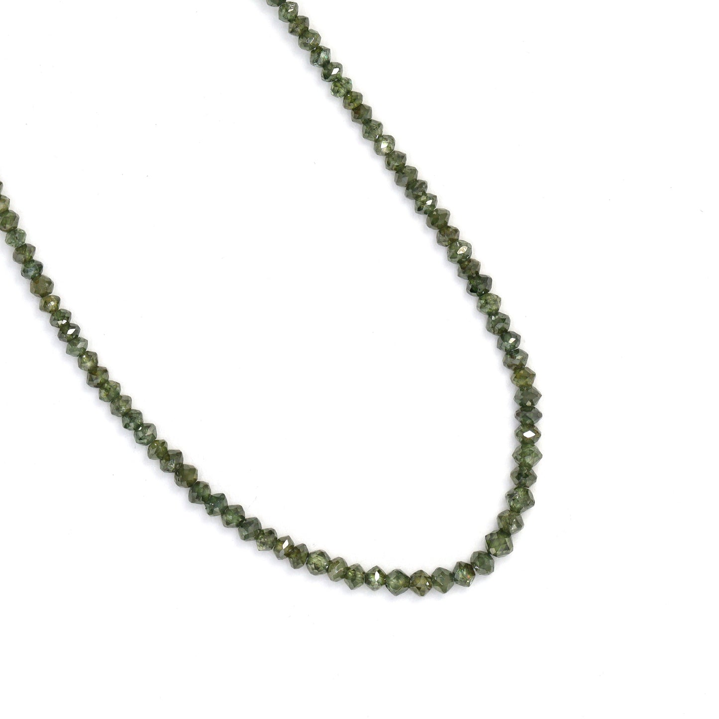 Green Diamond 1.9mm - 2.4mm Hand Faceted Rondelles Bead Strand