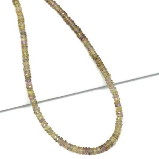 Brown Sapphire 3mm – 4mm Hand Faceted Rondelles Bead Strand