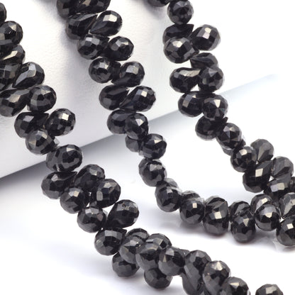 Black Spinel 6x4mm Faceted Teardrop Briolettes