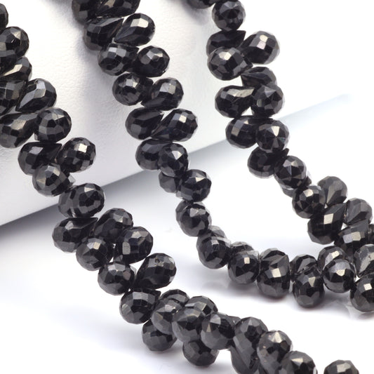Black Spinel 6x4mm Faceted Teardrop Briolettes