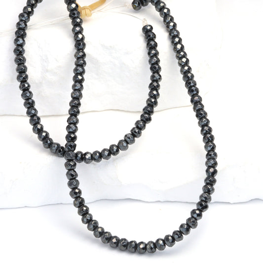 Gunmetal Hematite 4mm Faceted Rondelles Bead Strand