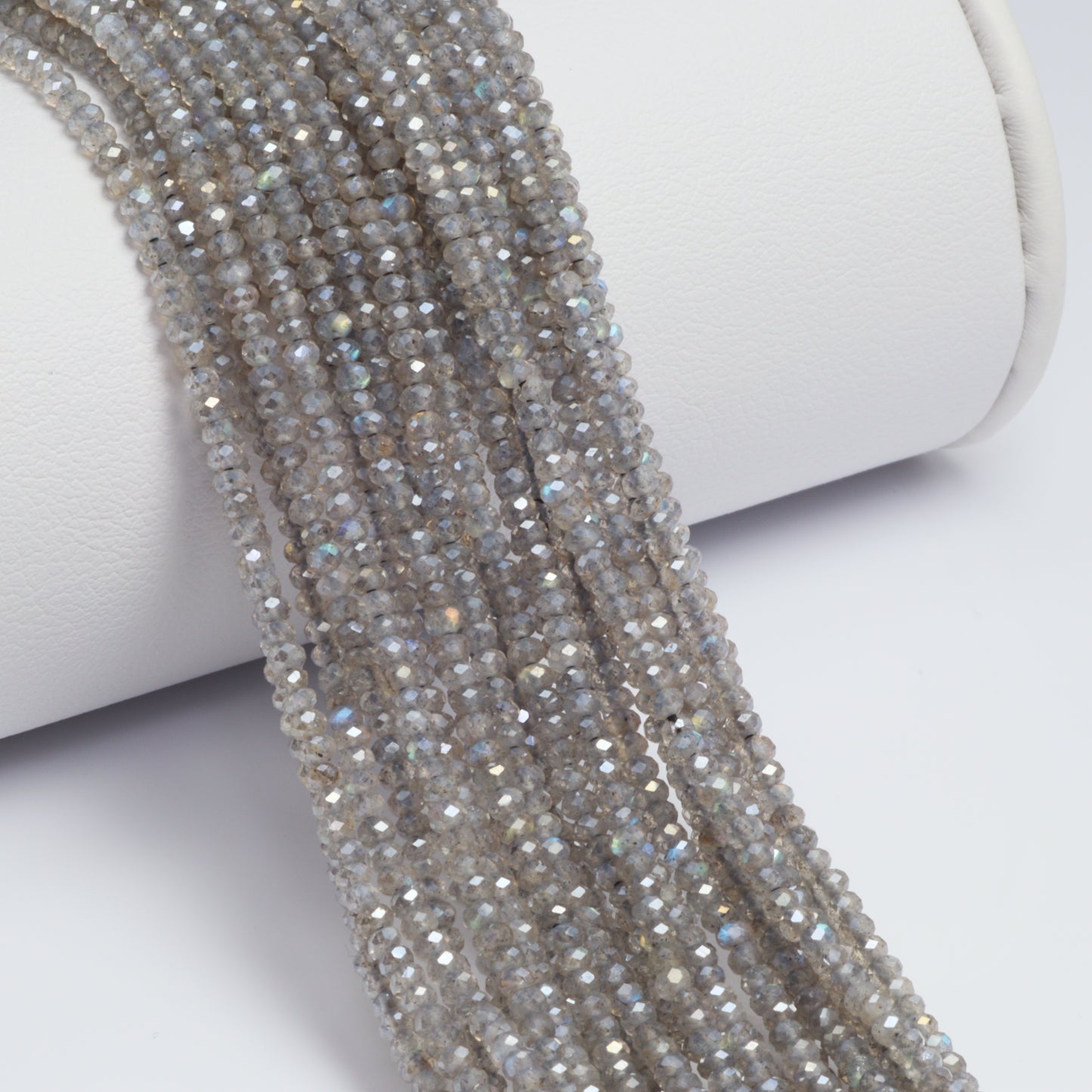 Coated Labradorite 2mm Faceted Rondelles Bead Strand