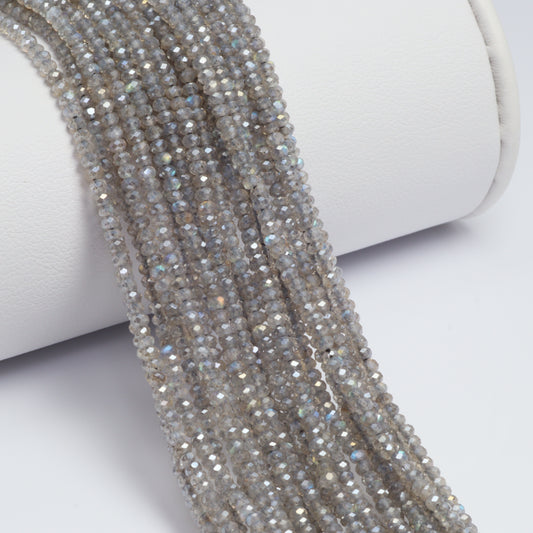 Coated Labradorite 2mm Faceted Rondelles Bead Strand