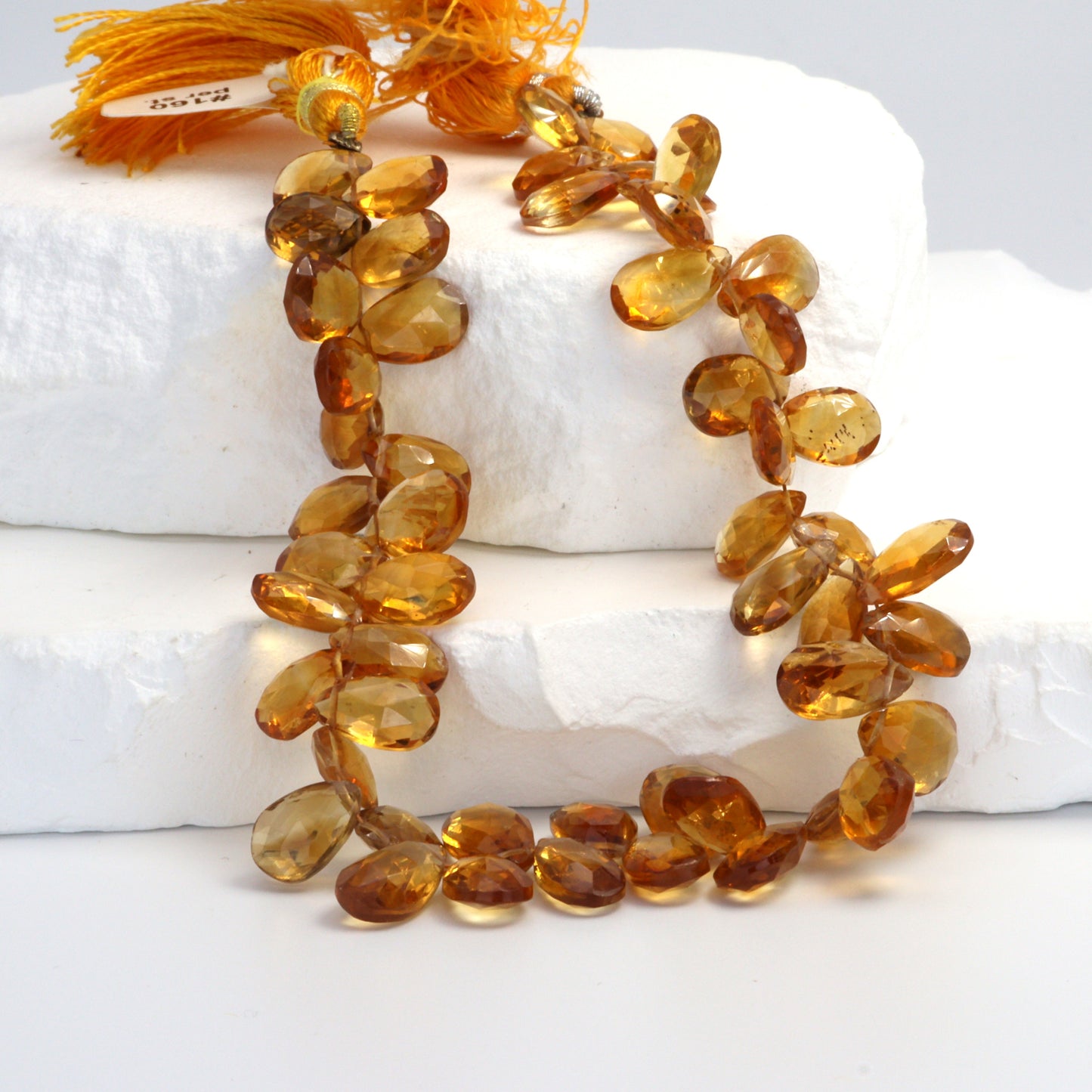 Orange Madeira Citrine 9x7mm Faceted Pear Shaped Briolettes