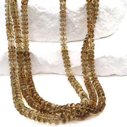 Light Brown Whiskey Quartz 4.5mm Smooth Rondelles Bead Strand