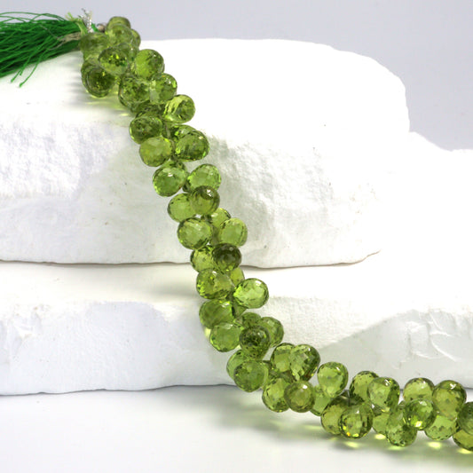 Green Peridot 8x5mm Faceted Teardrop Briolettes