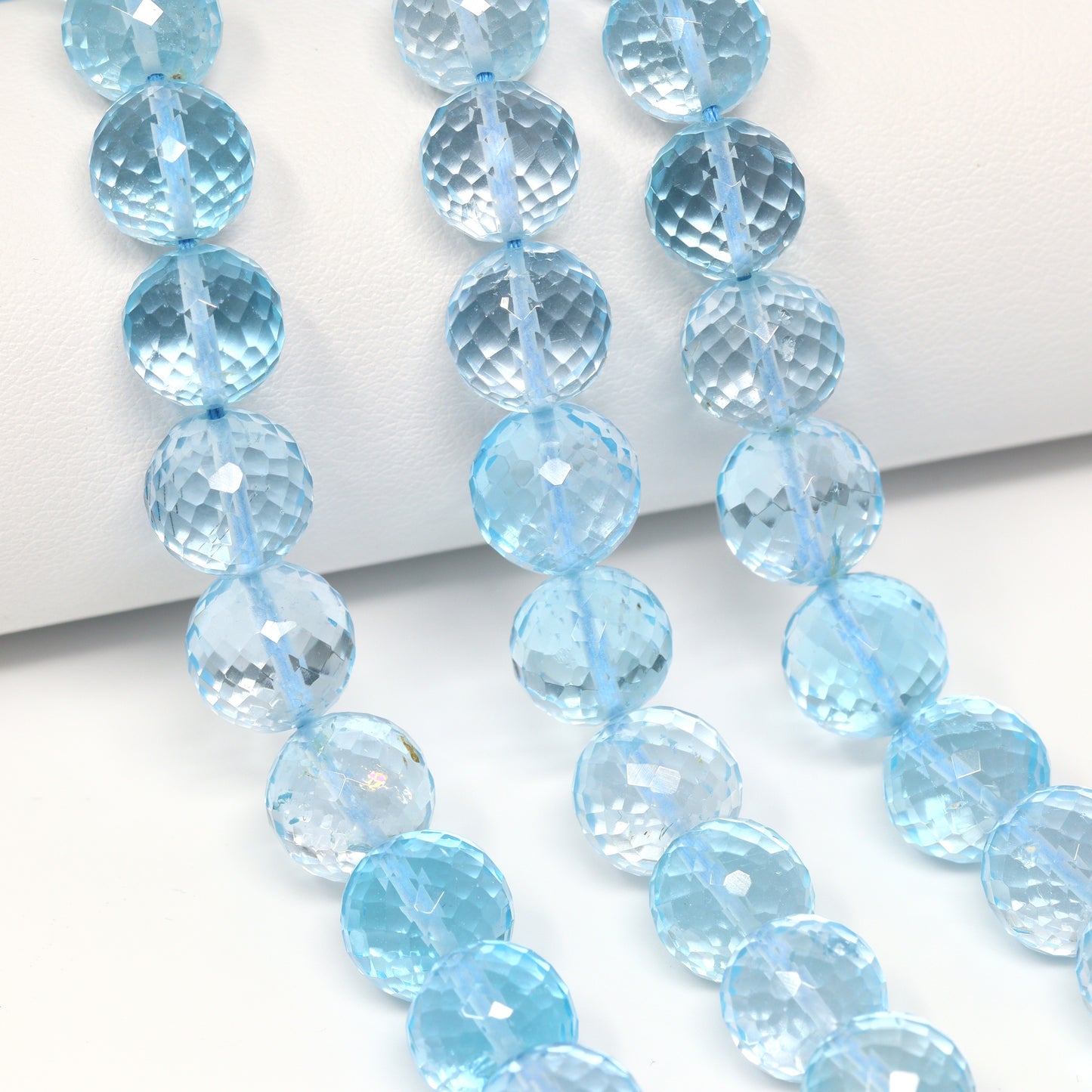 Sky Blue Topaz 10mm Faceted Rounds Bead Strand