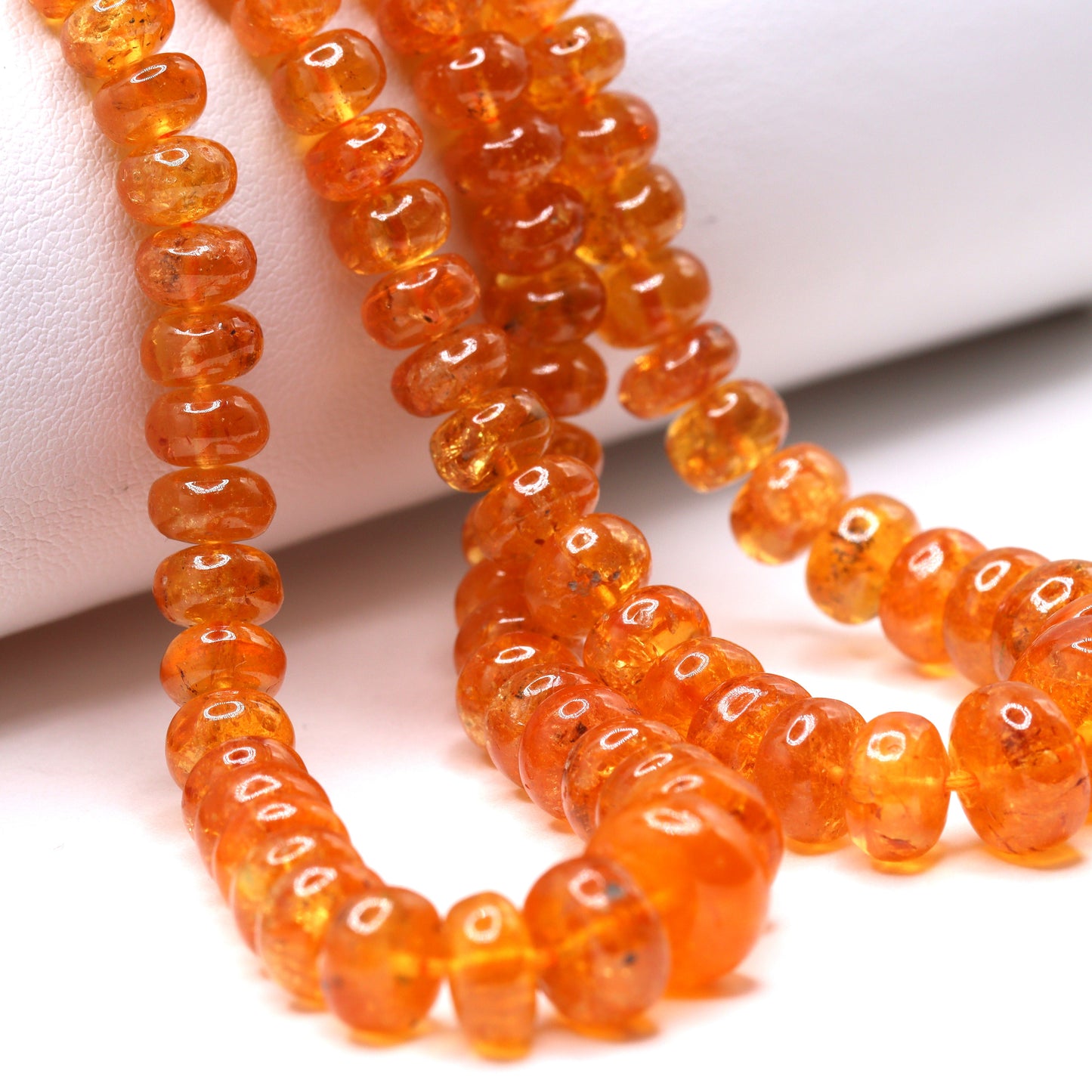 Spessartite Garnet 4mm - 9mm Smooth Rondelles Bead Strand