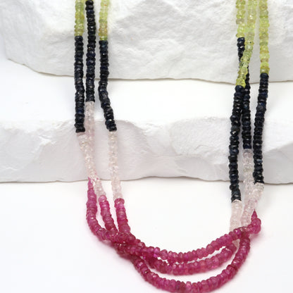 Multi Sapphire 2.5mm Faceted Rondelles