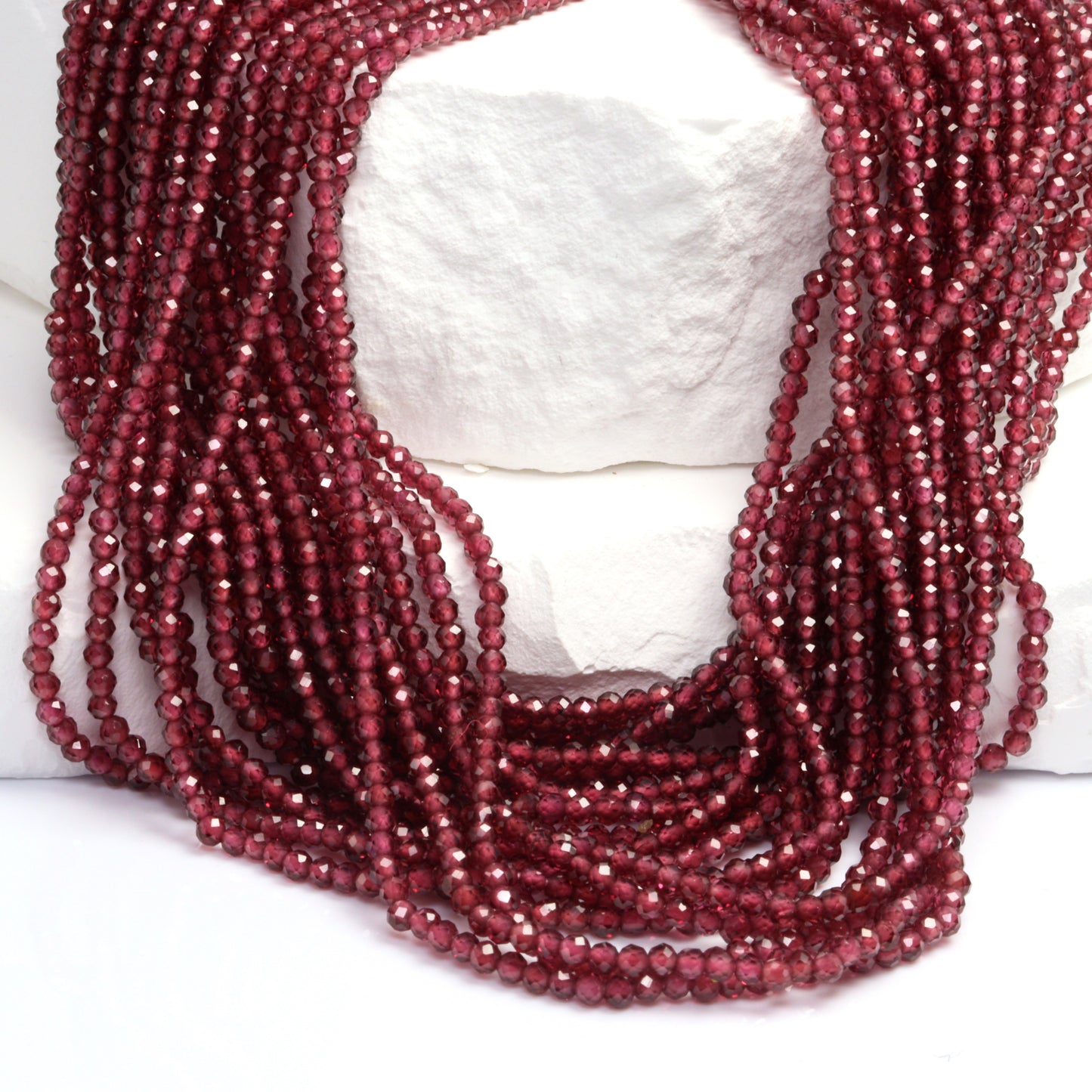 Rhodolite Garnet 2mm Faceted Rounds Bead Strand