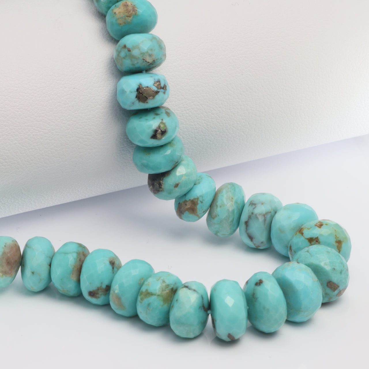 Natural Light Blue Turquoise 9mm - 11mm Faceted Rondelles Bead Strand