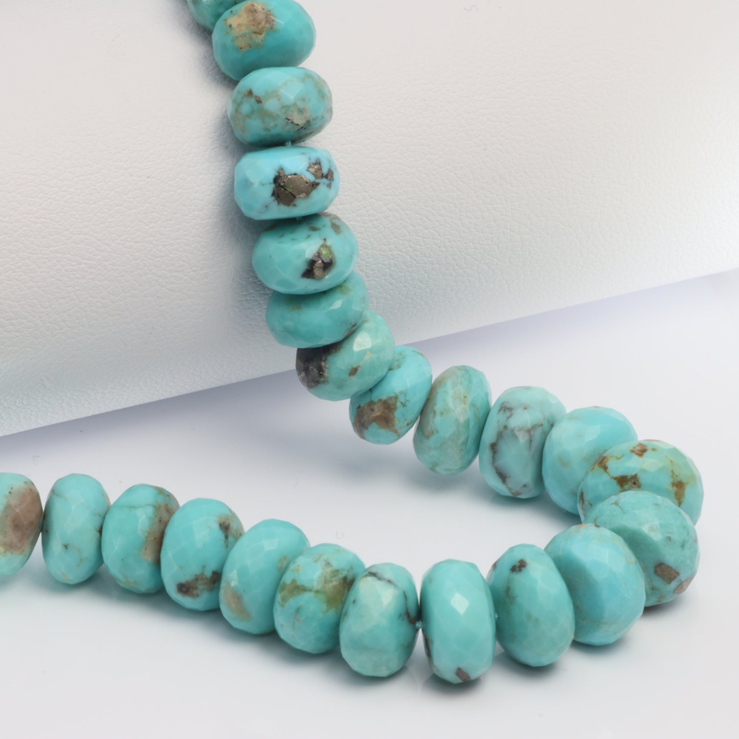Natural Light Blue Turquoise 9mm - 11mm Faceted Rondelles Bead Strand