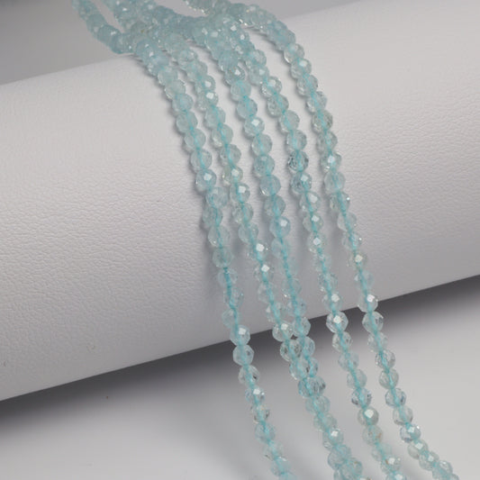 Blue Aquamarine 2.5mm Faceted Rounds