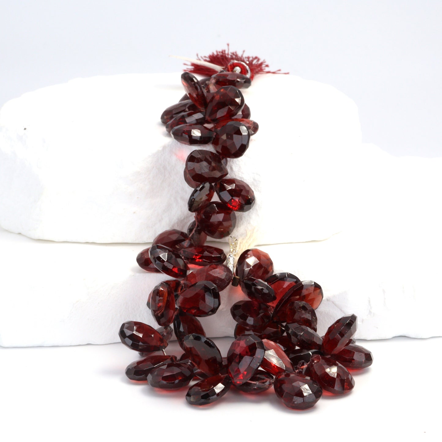 Red Garnet 12x9mm Faceted Pear Shaped Briolettes Bead Strand