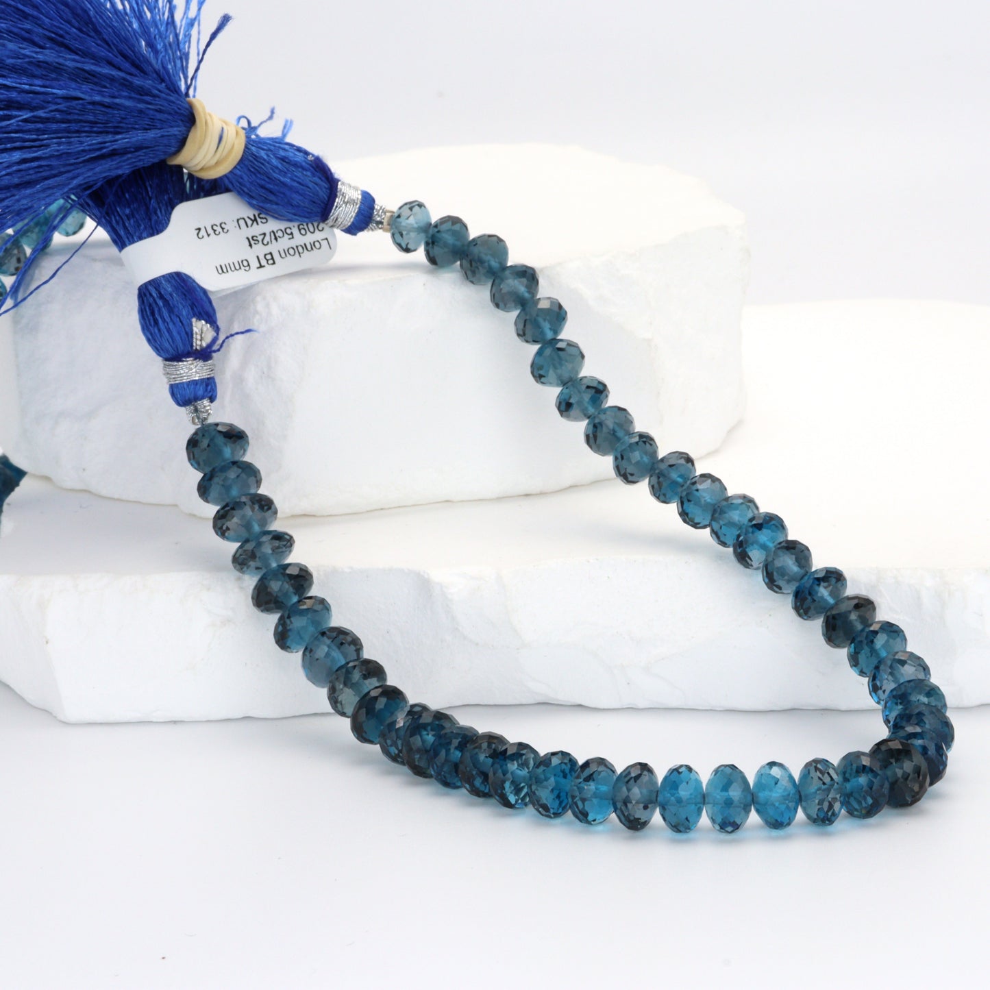 London Blue Topaz 6mm Faceted Rondelles