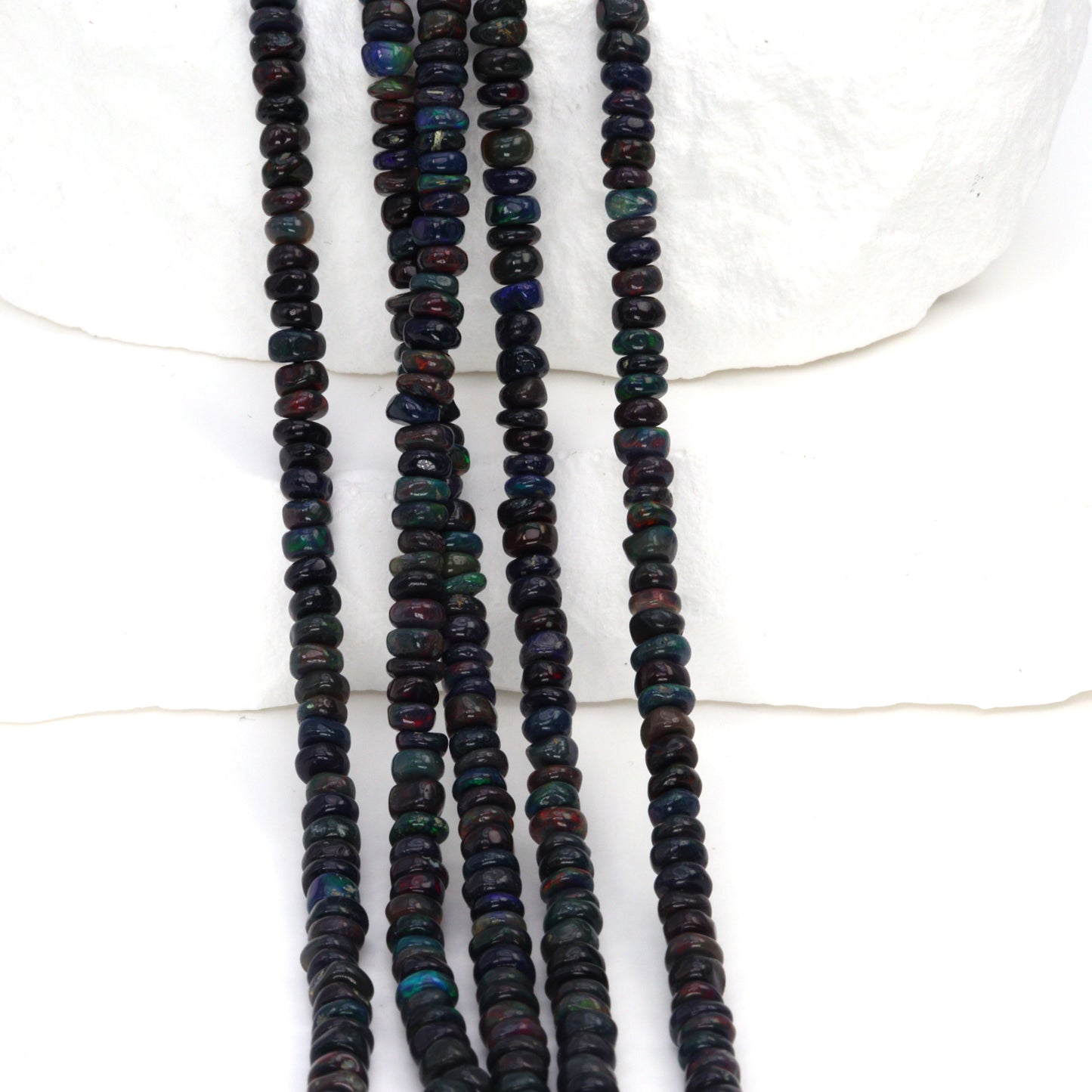Black Ethiopian Opal 3.5mm Smooth Rondelles Bead Strand