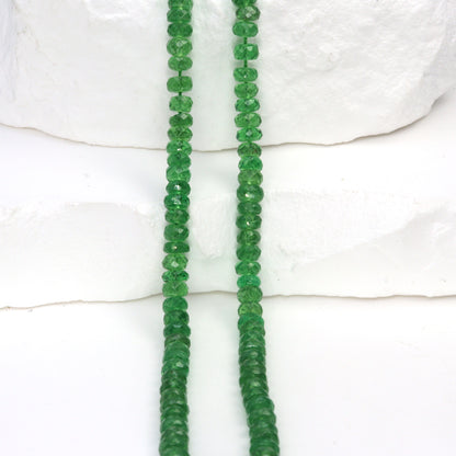 Green Tsavorite 4mm Hand Faceted Rondelles Bead Strand