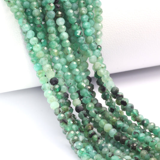 Ombre Sakoda Emerald 2.5mm Faceted Rondelles Bead Strand