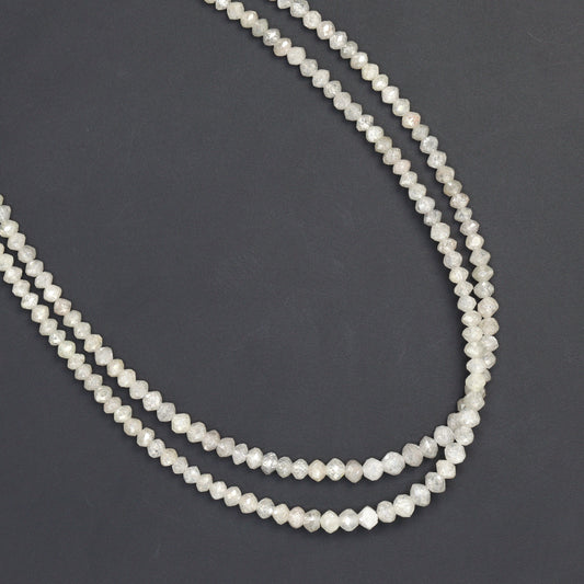 Gray Diamond 2.2mm - 2.8mm Hand Faceted Rondelles Bead Strand