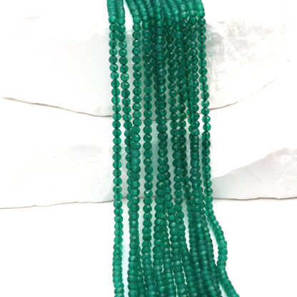 Green Onyx 2mm Faceted Rounds Bead Strand