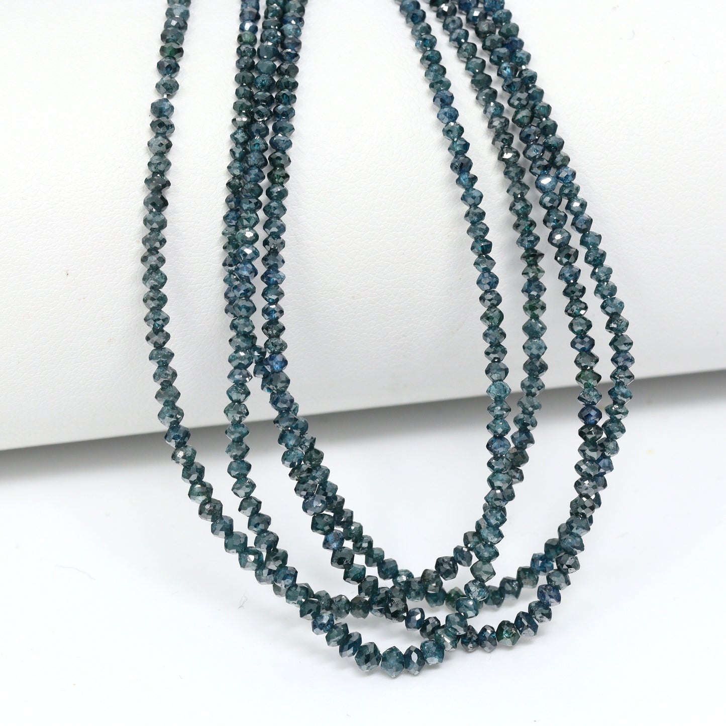Blue Diamond 1.7mm – 3mm Hand Faceted Rondelles Bead Strand