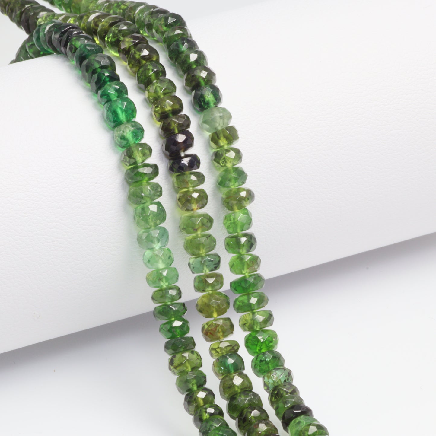 Ombre Green Tourmaline 4mm Hand Faceted Rondelles Bead Strand