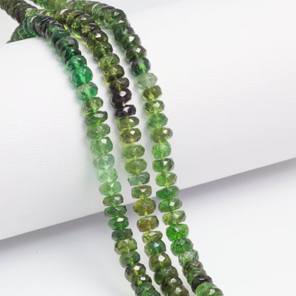 Ombre Green Tourmaline 4mm Hand Faceted Rondelles Bead Strand