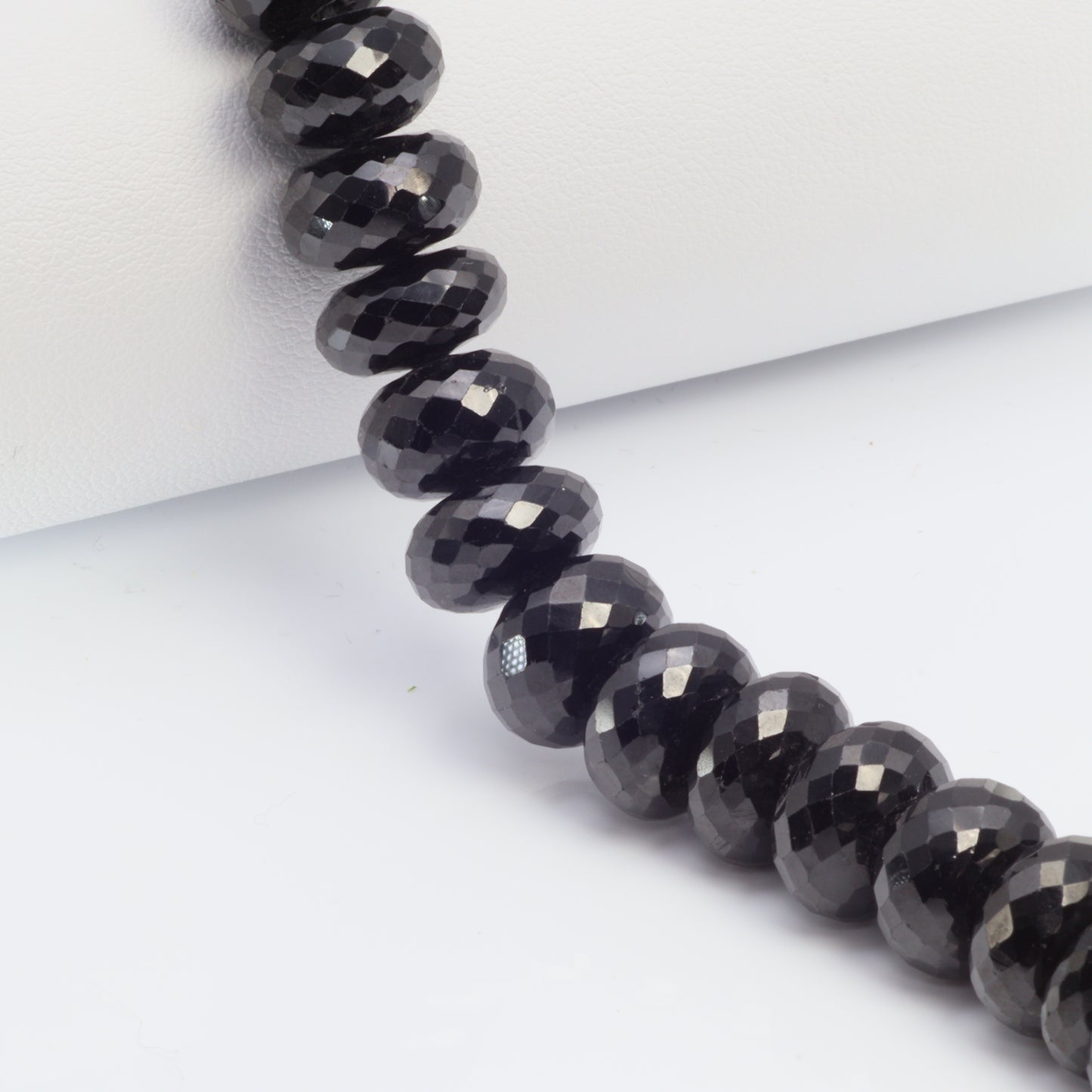 Black Spinel 12mm Faceted Rondelles Bead Strand
