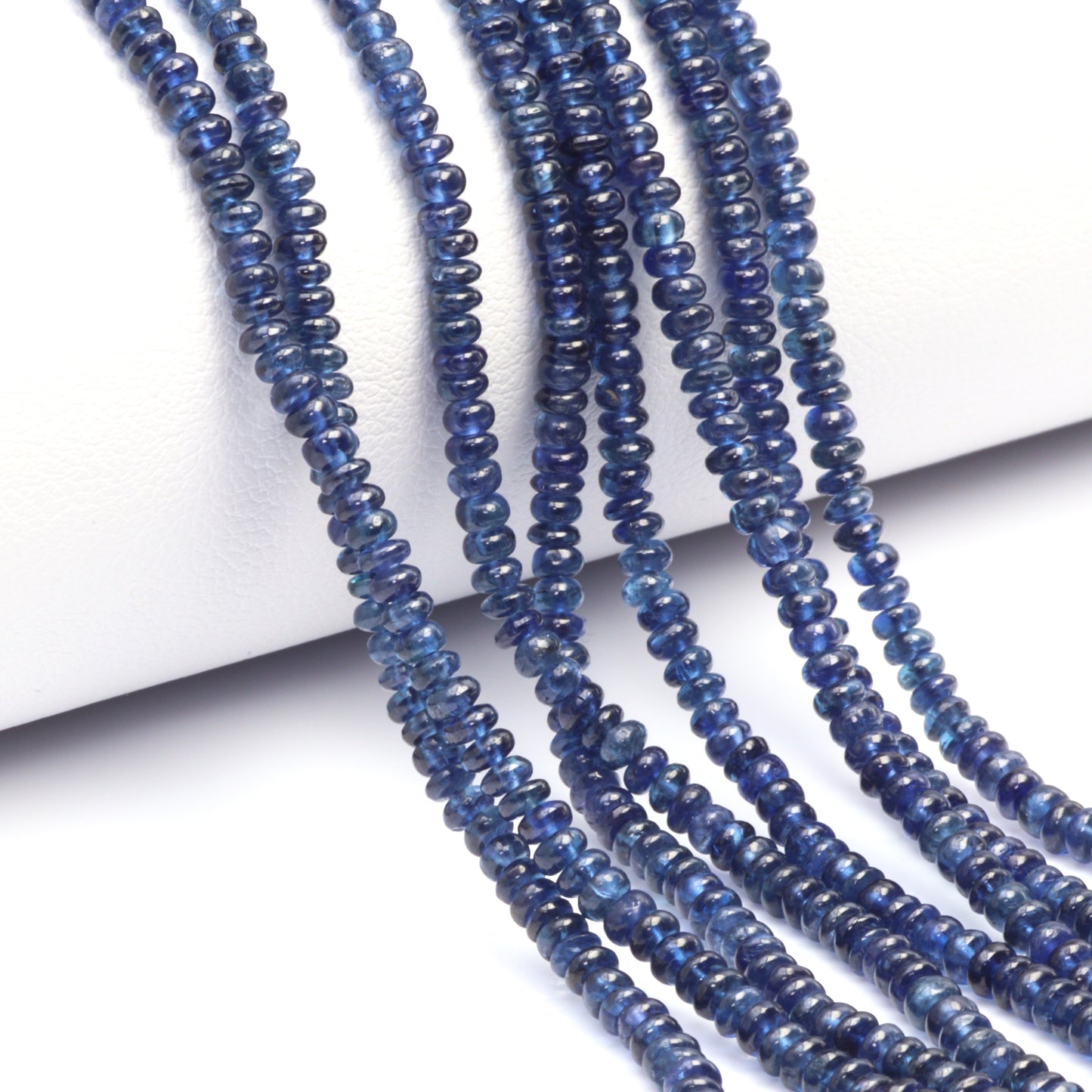 Royal Blue Sapphire 2.5mm -  3mm Smooth Rondelles Bead Strand