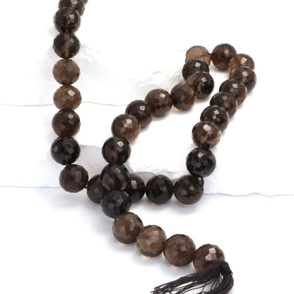 Brown Smoky Quartz 10mm Faceted Rounds Bead Strand