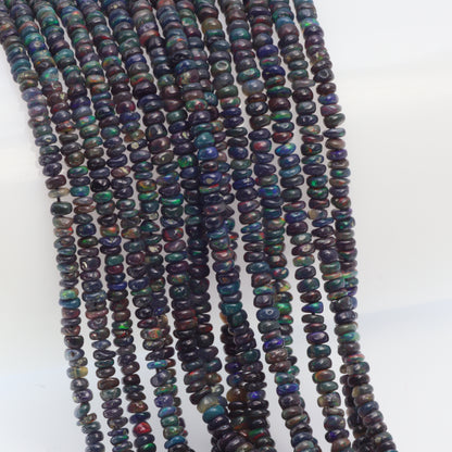 Black Ethiopian Opal 3mm Smooth Rondelles