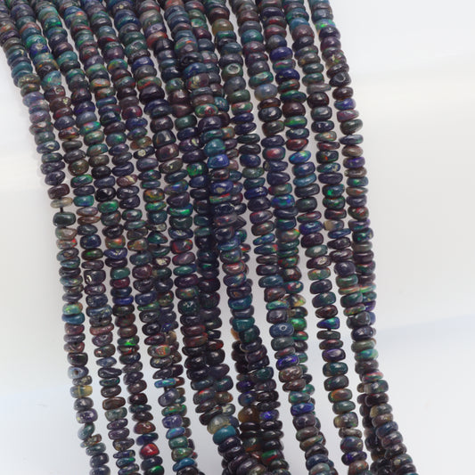 Black Ethiopian Opal 3mm Smooth Rondelles