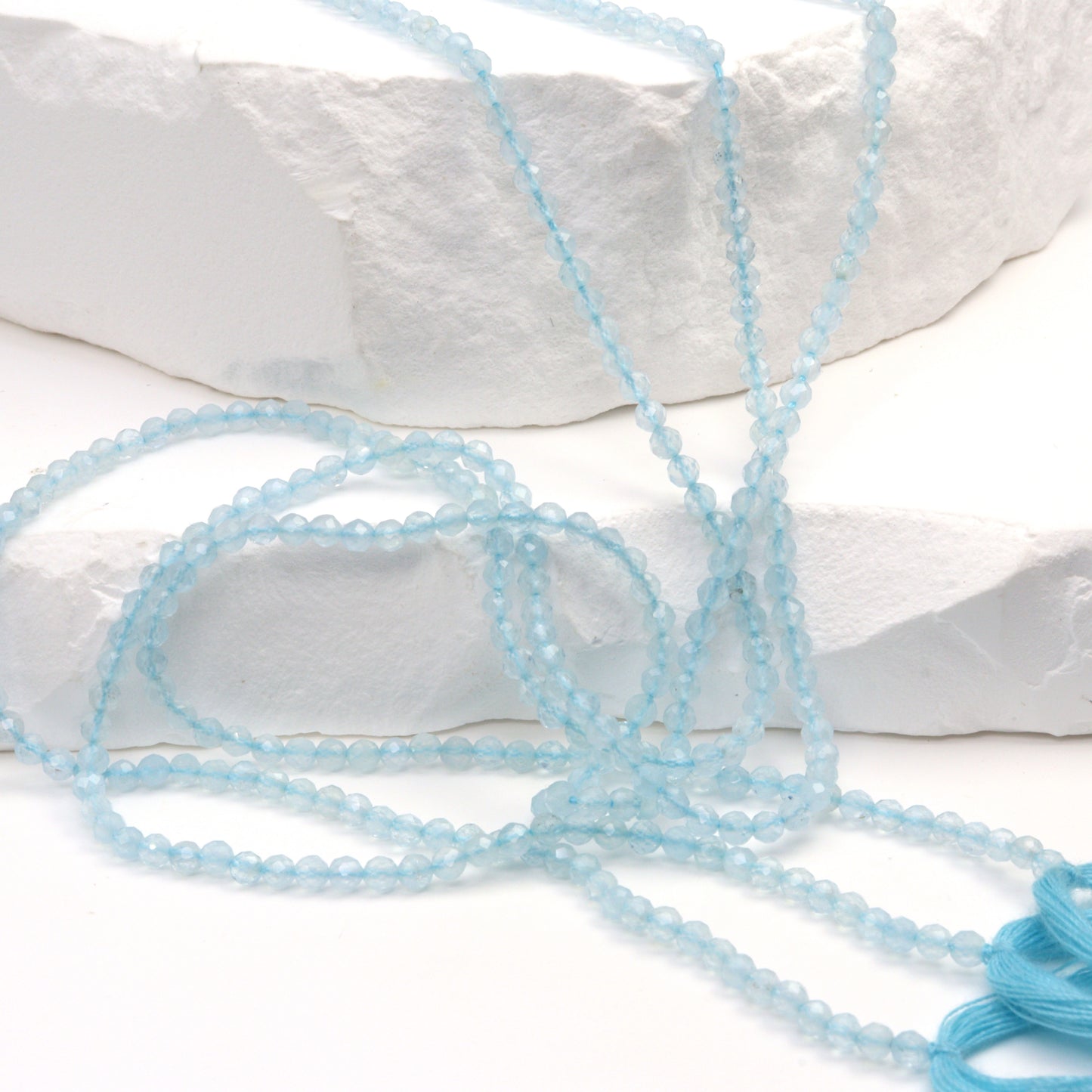 Blue Milky Aquamarine 2.5mm Faceted Rounds Bead Strand