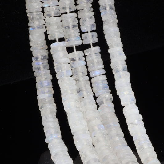 Blue Rainbow Moonstone 5mm Smooth Tires Bead Strand