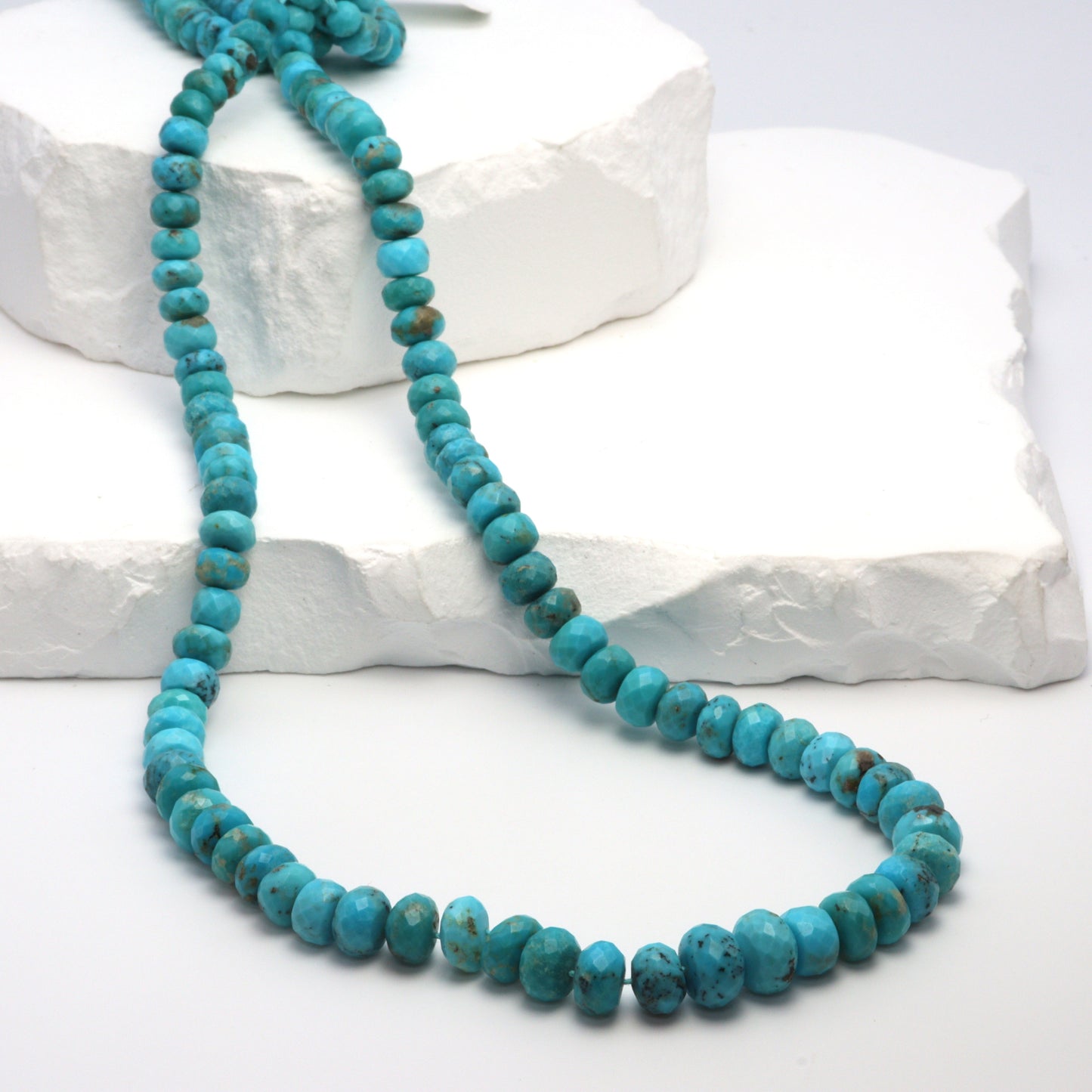 Natural Blue and Black Turquoise 6mm Faceted Rondelles