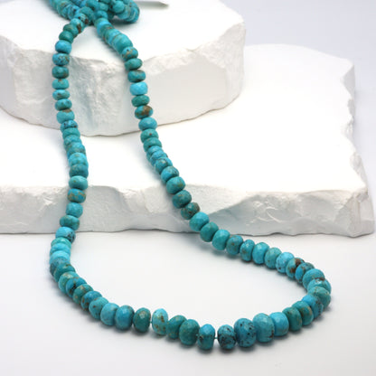 Natural Blue and Black Turquoise 6mm Faceted Rondelles