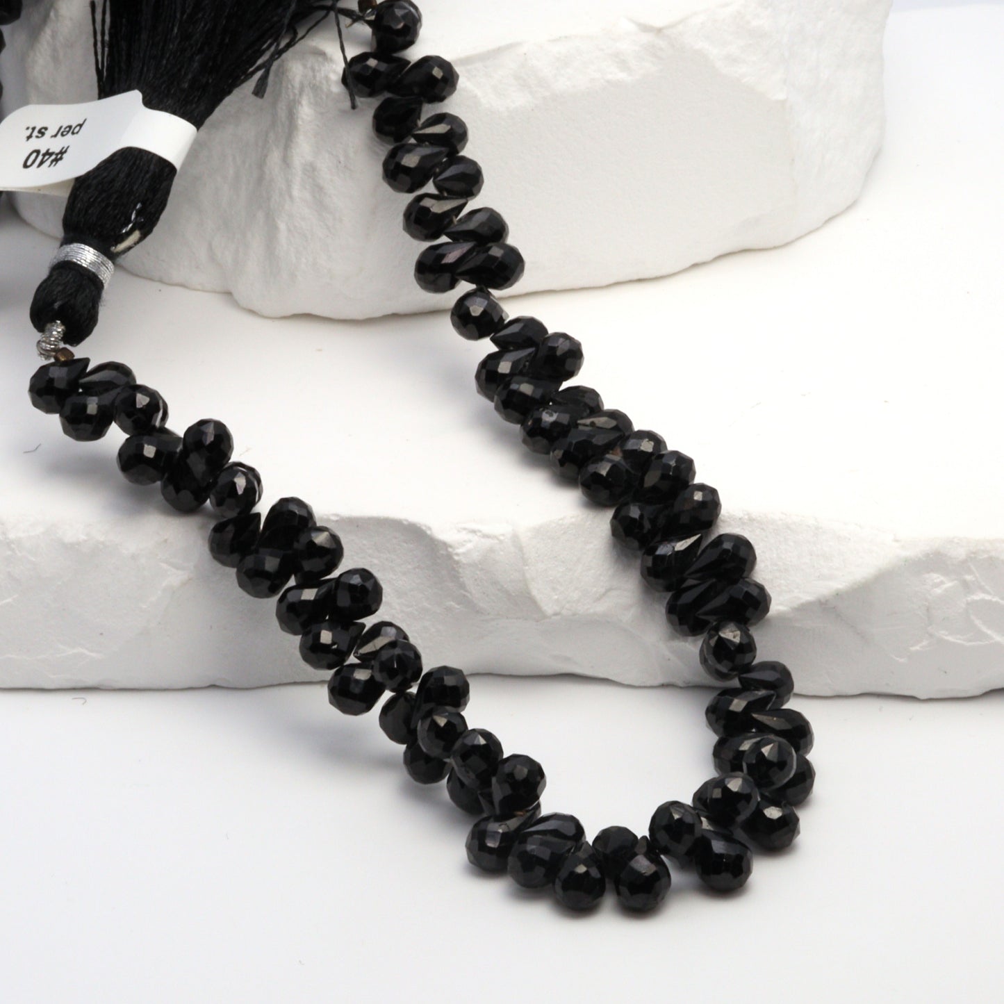 Black Spinel 6x4mm Faceted Teardrop Briolettes