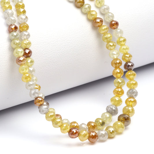 Multi Color Diamond 3.25mm - 4.5mm Hand Faceted Rondelles Bead Strand