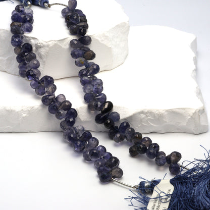Blue Iolite 9x6mm Faceted Teardrop Briolettes