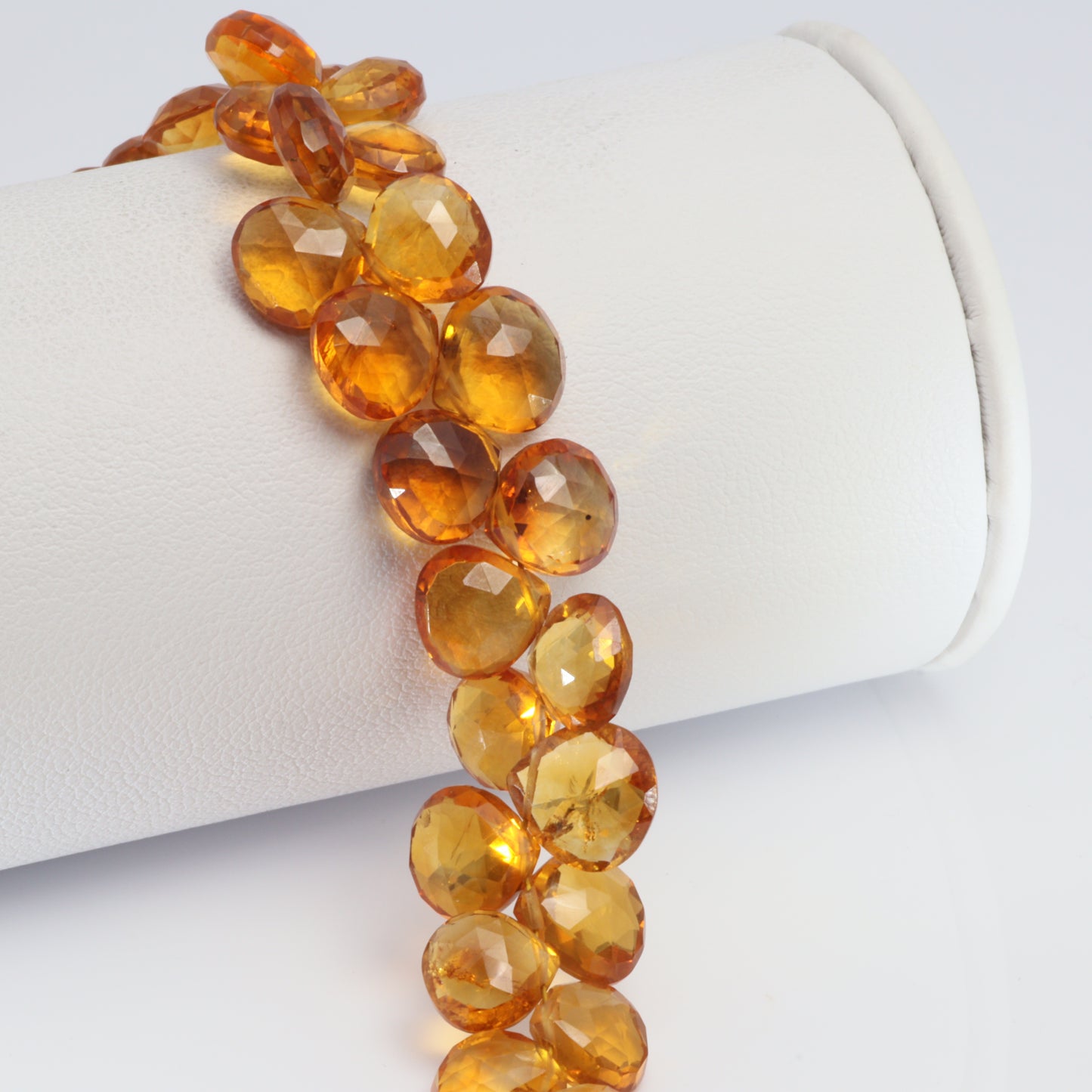 Orange Madeira Citrine 8mm Faceted Heart Shaped Briolettes