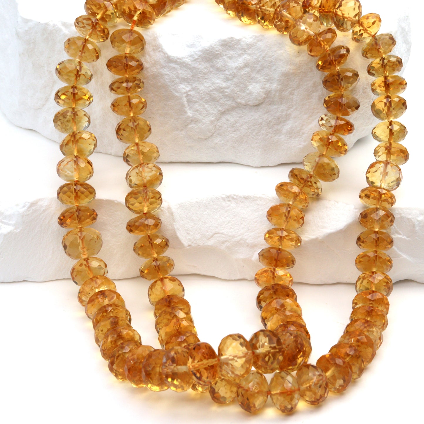 Yellow Orange Citrine 7mm Faceted Rondelles
