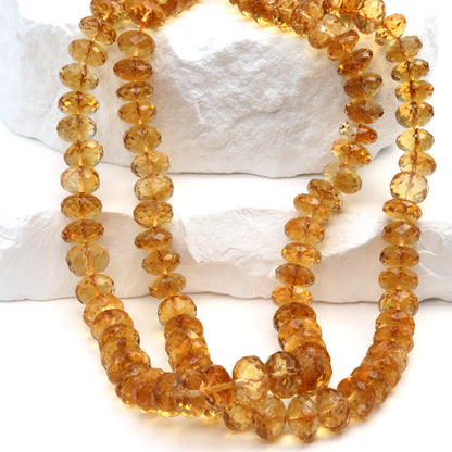 Yellow Orange Citrine 7mm Faceted Rondelles