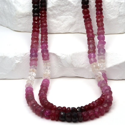 Ombre Red and Pink Ruby 4.5mm - 5.5mm Faceted Rondelles Bead Strand